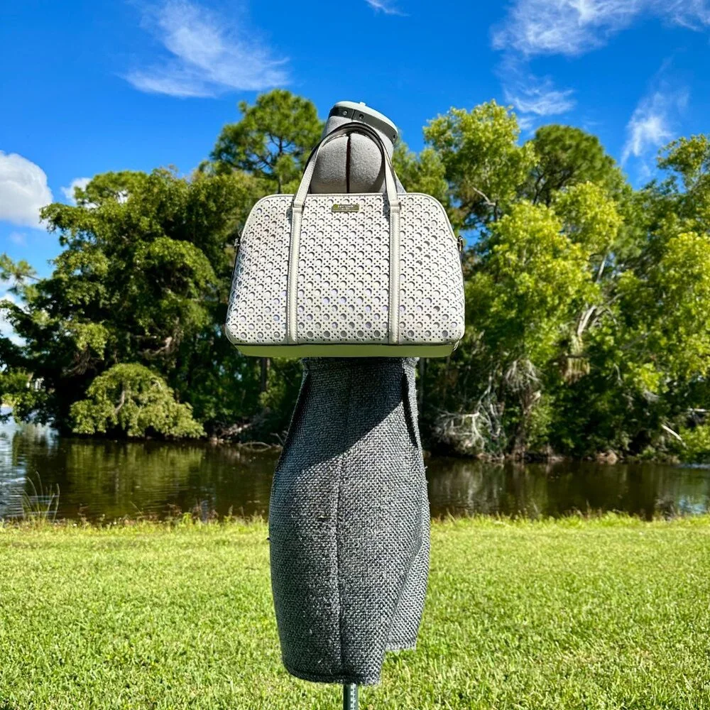 Kate Spade NY Newbury Lane Caning Rachelle Winter White Eyelet Shoulder Bag
